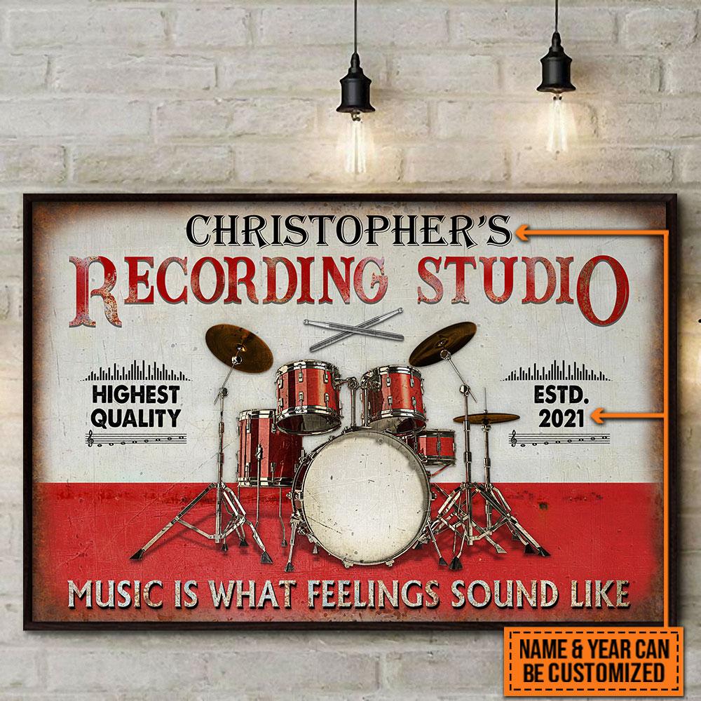 Drum recording studio music is what feelings sound like custom poster 2