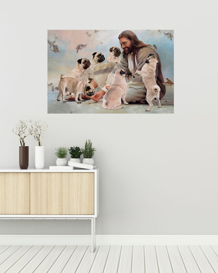 God surrounded by Pug angels poster 1