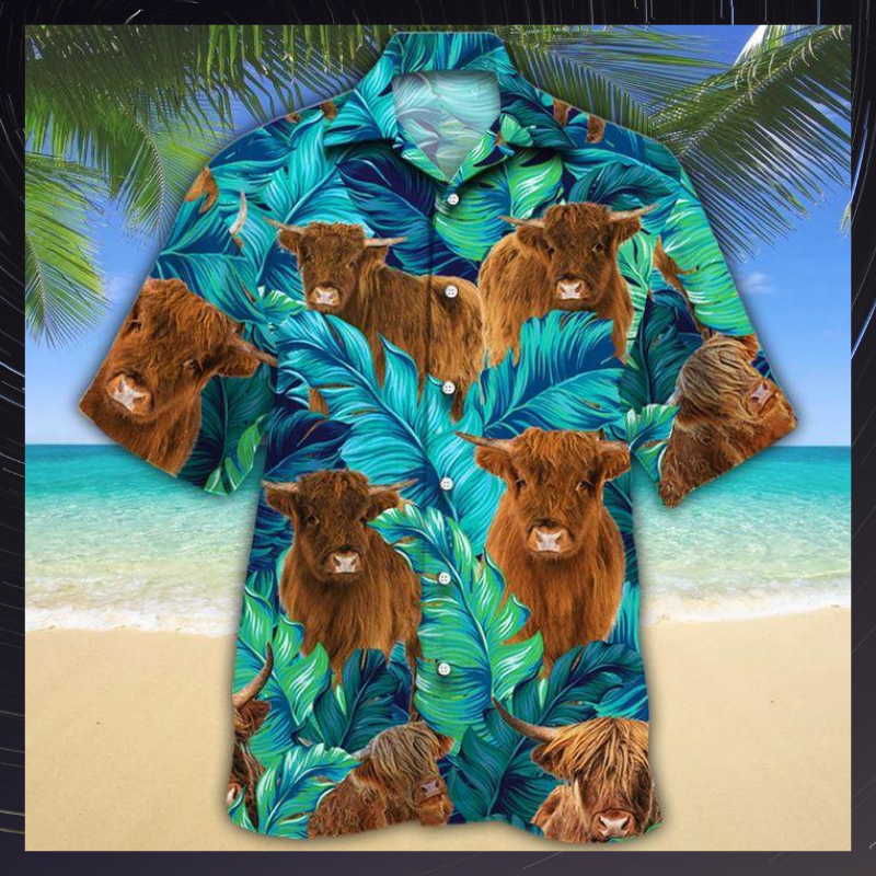Highland cattle Hawaiian shirt and short 1