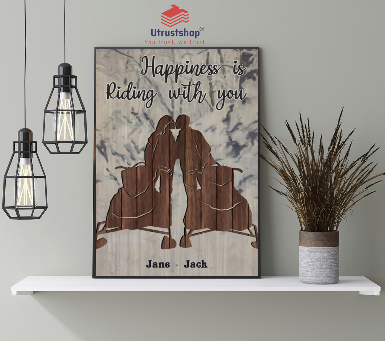 Snowmobile happiness is riding with you poster