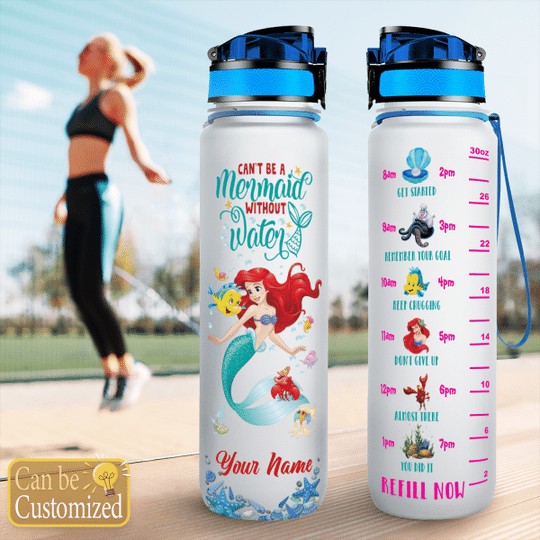 Cant be mermaid without water custom name water tracker bottle