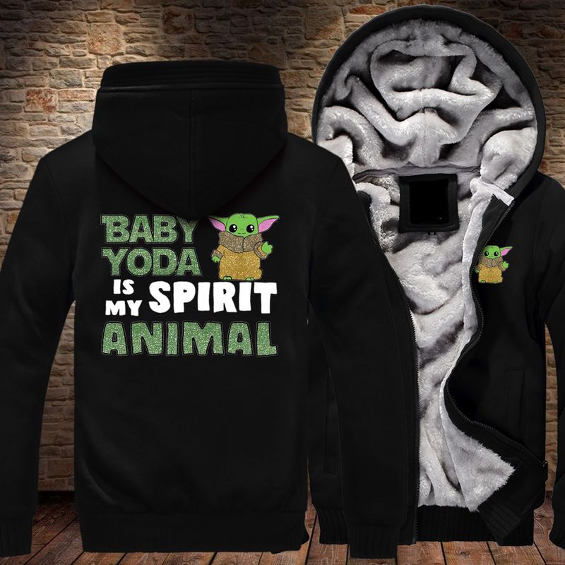 12 Baby Yoda is my spirit animal 3d fleece hoodie 1