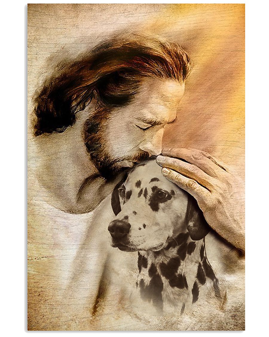 20 Jesus with lovely Dalmatian for Dalmatian lover Vertical Poster 1