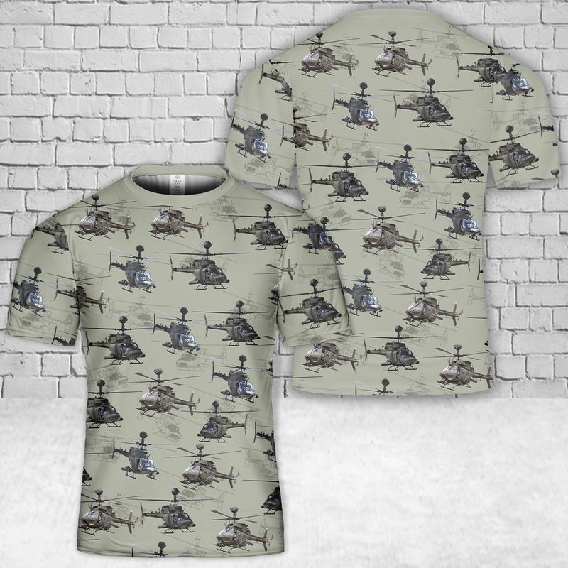 20 US Army Bell Kiowa 3D T Shirt 1