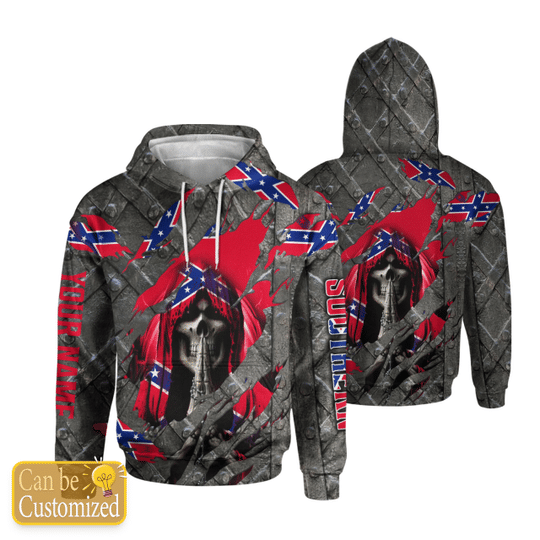 23 Skull southern confederate flag 3d over print hoodie 1