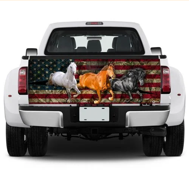 Horse American Flag Truck Tailgate Sticker Wrap