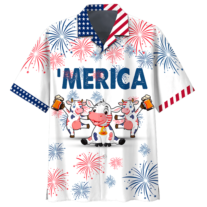 26 America Cow Beer Hawaiian Shirt And Short 1