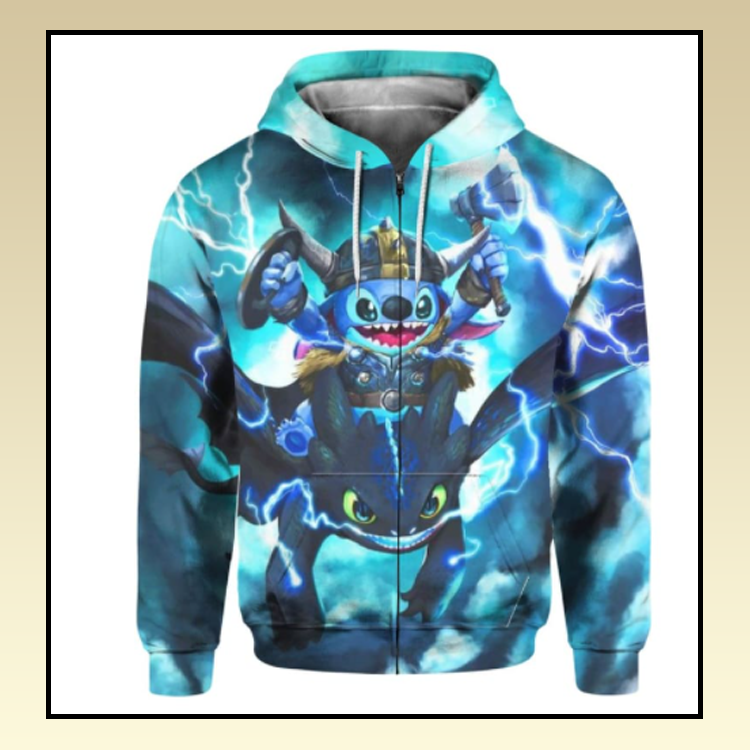 26 Stitch toothless viking all over print 3d Hoodie 1