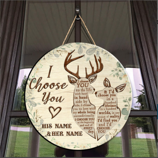27 Personalized Deer Hunting I Choose You custom name Wooden Round Sign 1