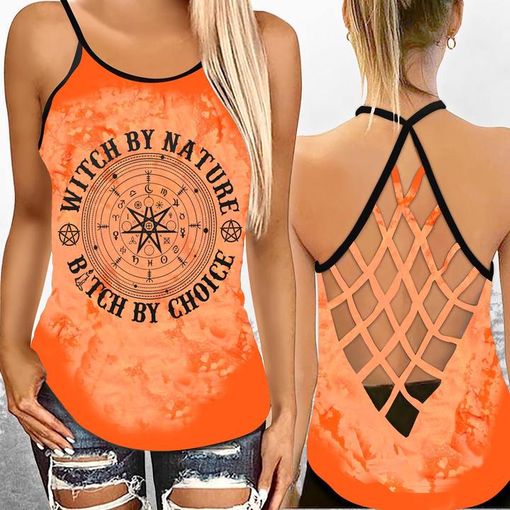 27 Witch By Nature Bitch By Choice Criss cross Tank Top 1
