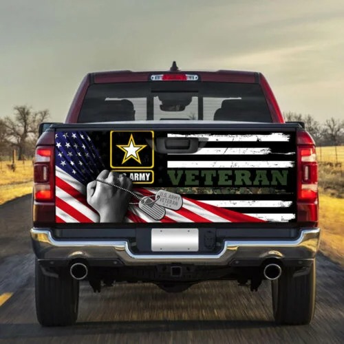 5 United States Army Veteran Truck Tailgate Decal Sticker Wrap 1