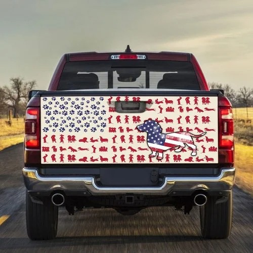6 Dog Dachshund American Truck Tailgate Decal Sticker Wrap 1