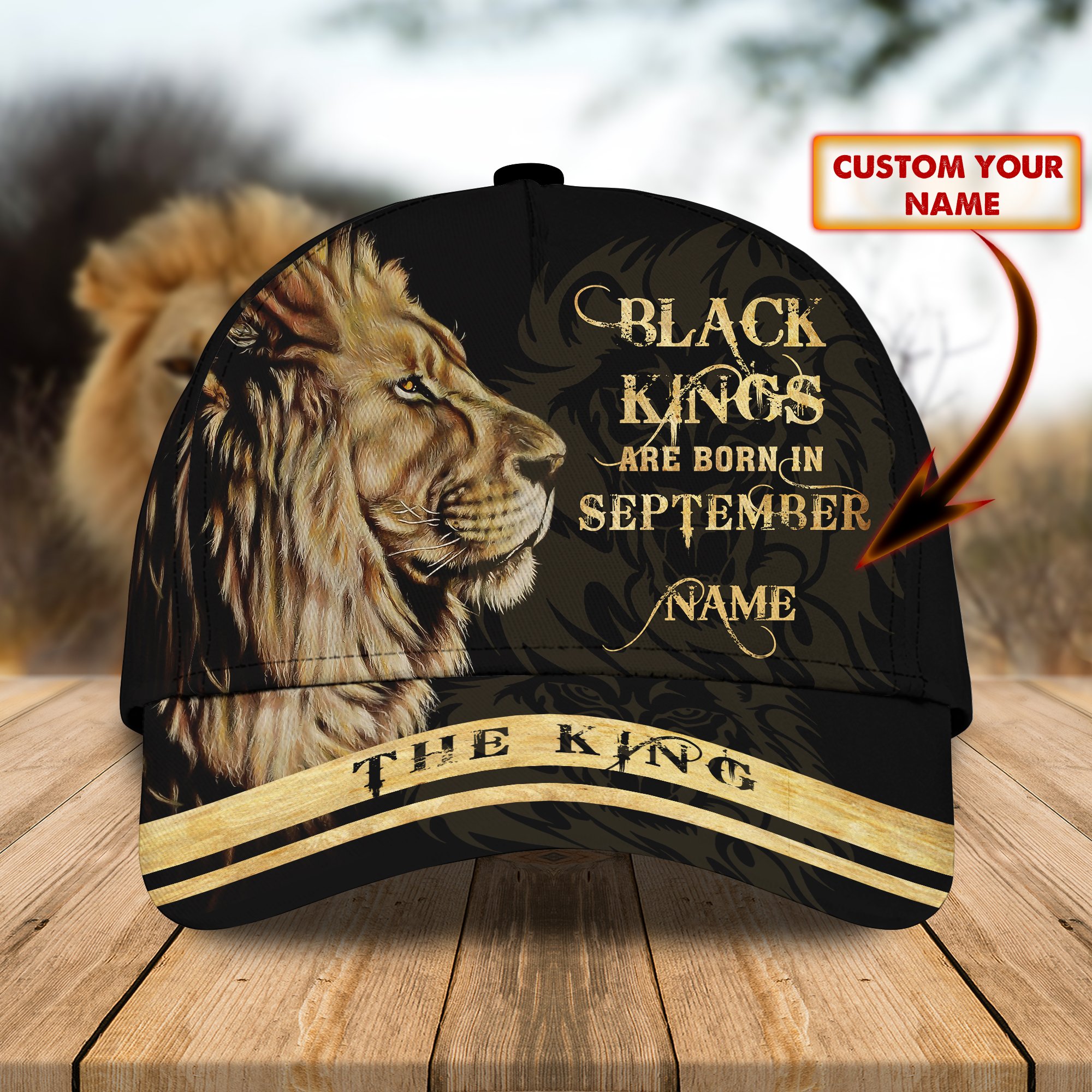 8 Lion Black Kings Are Born In September Personalized Name Cap 1