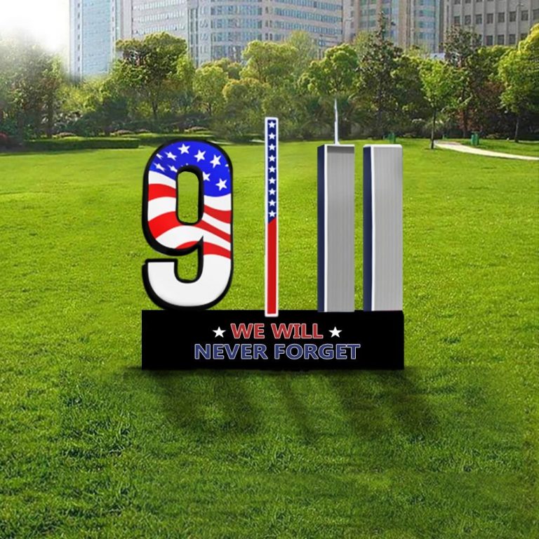9 11 We Will Never Forget Flag yard sign