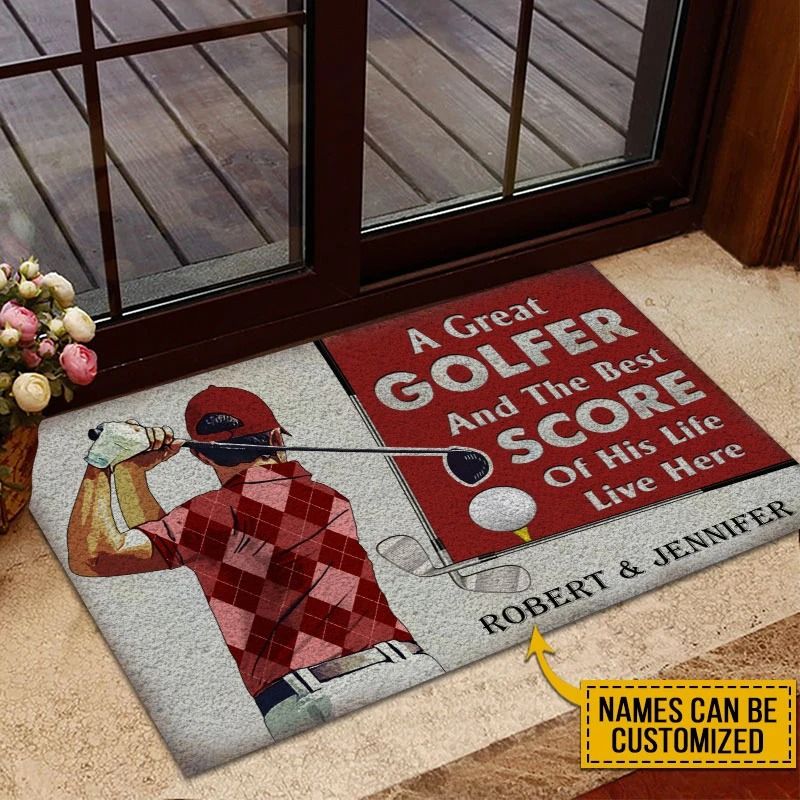 A great golfer and the best score custom name doormat