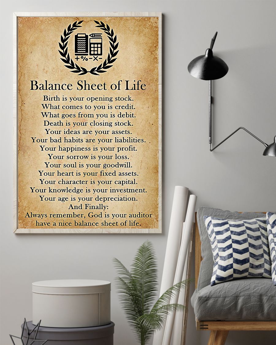 Accountant balance sheet of life poster