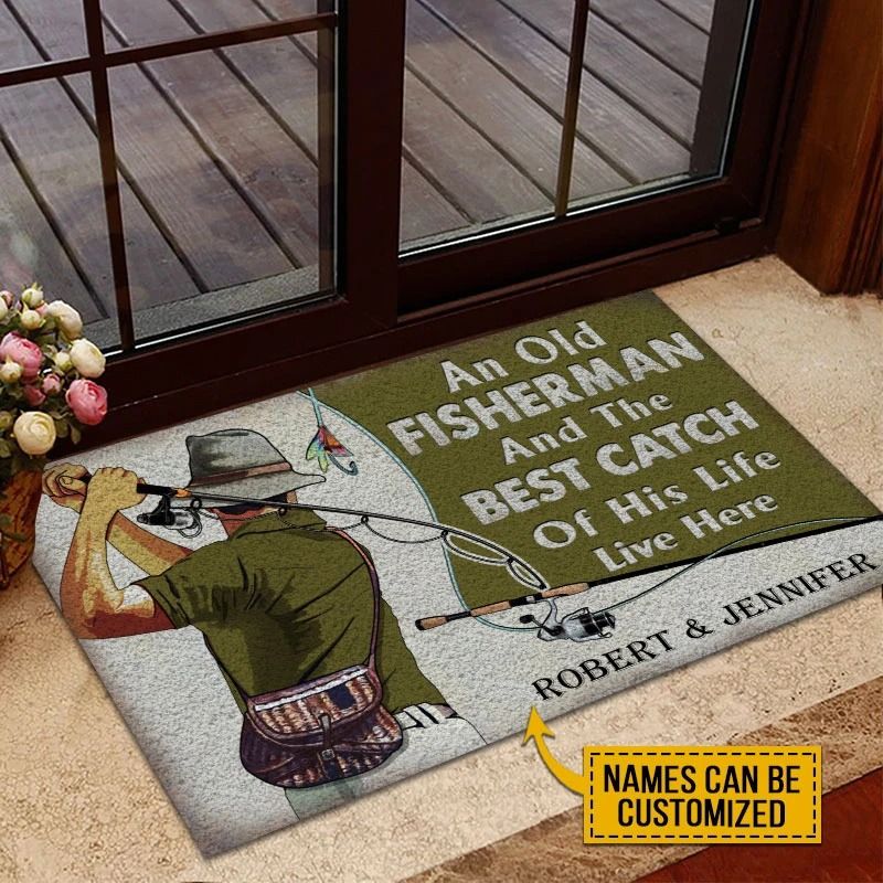 An old fisherman and the best catch custom name doormat