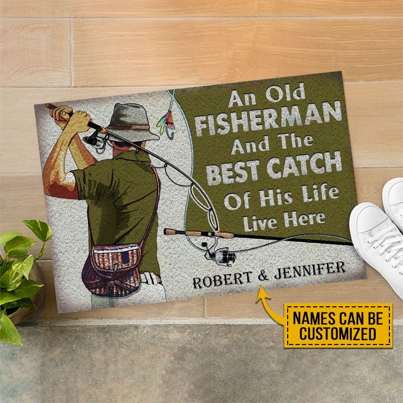 An old fisherman and the best catch custom name doormat4