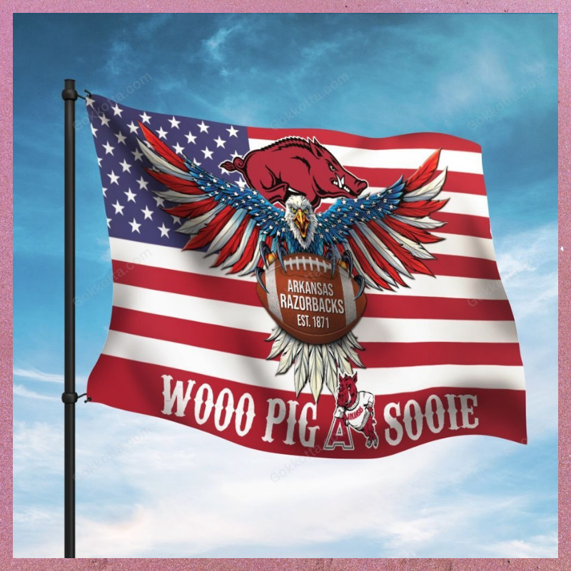 Arkansas razorbacks wooo pig a sooie flag 2