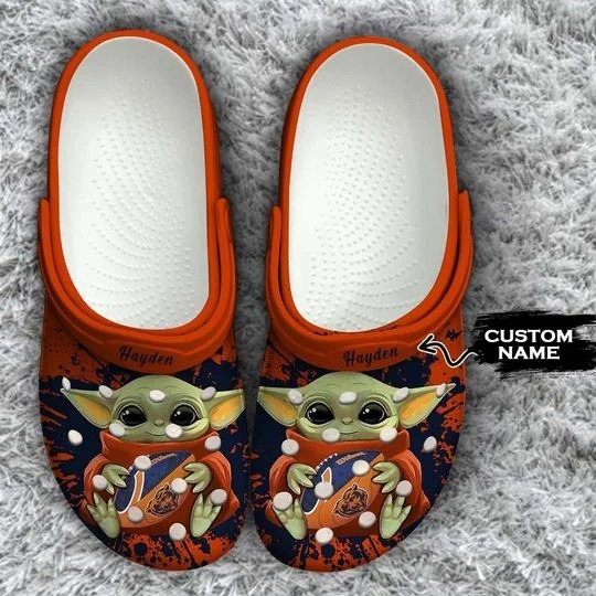 Baby Yoda Chicago Bears custom name crocs crocband clog