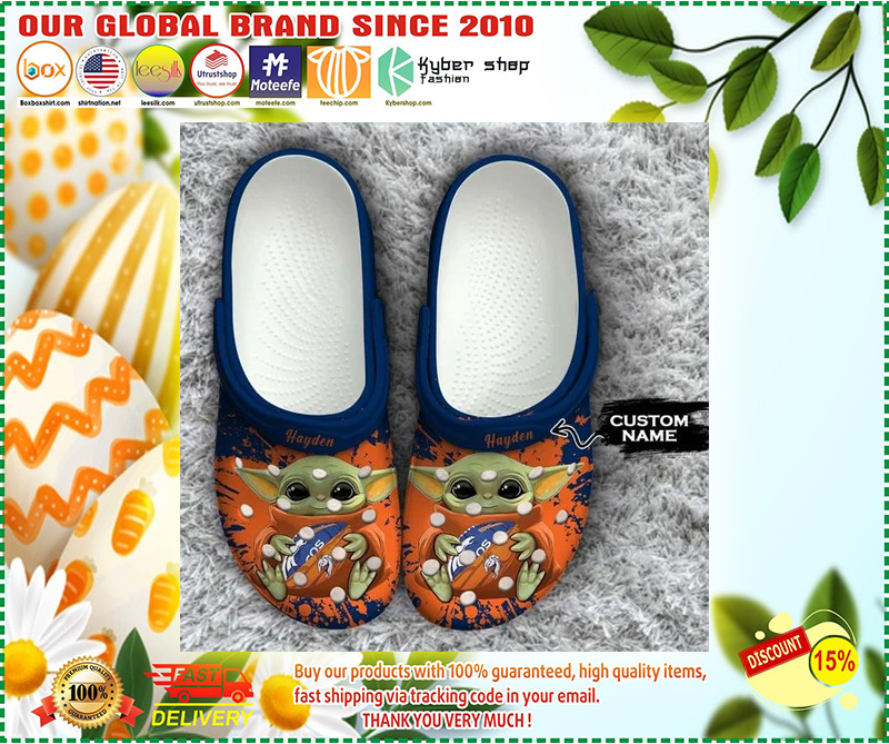 Baby Yoda Denver Broncos custom name crocs crocband clog1