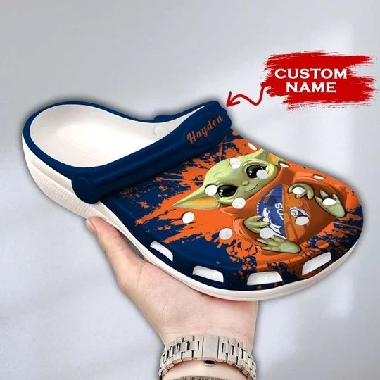 Baby Yoda Denver Broncos custom name crocs crocband clog4