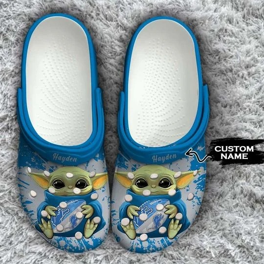 Baby Yoda Detroit Lions custom name crocs crocband clog