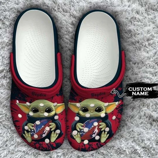 Baby Yoda Houston Texans custom name crocs crocband clog