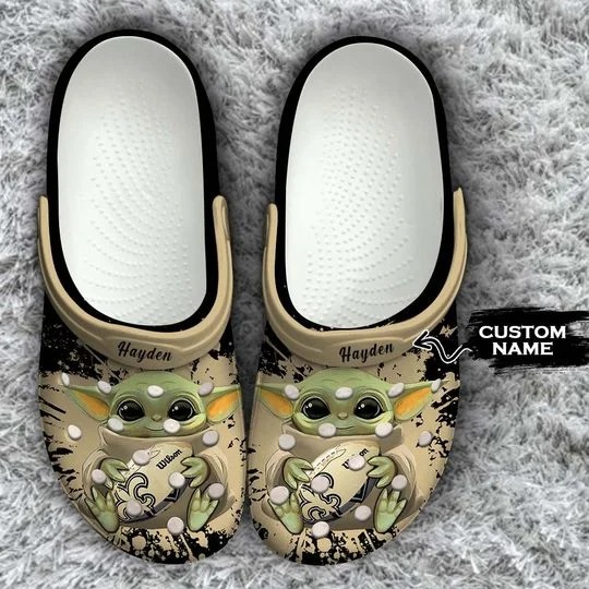 Baby Yoda New Orleans Saints custom name crocs crocband clog