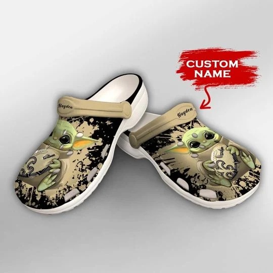 Baby Yoda New Orleans Saints custom name crocs crocband clog1