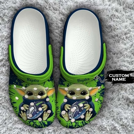 Baby Yoda Seattle Seahawks custom name crocs crocband clog