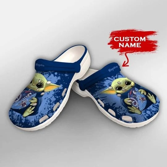 Baby Yoda Tennessee Titans custom name crocs crocband clog3