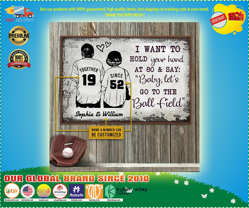 Baseball I want to hold your hand at 80 and say baby lets go to the ball field custom name poster2