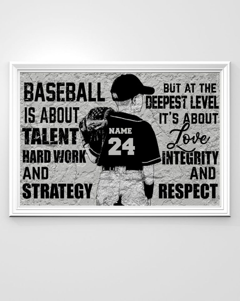Baseball is about talent hard work custom name and number poster