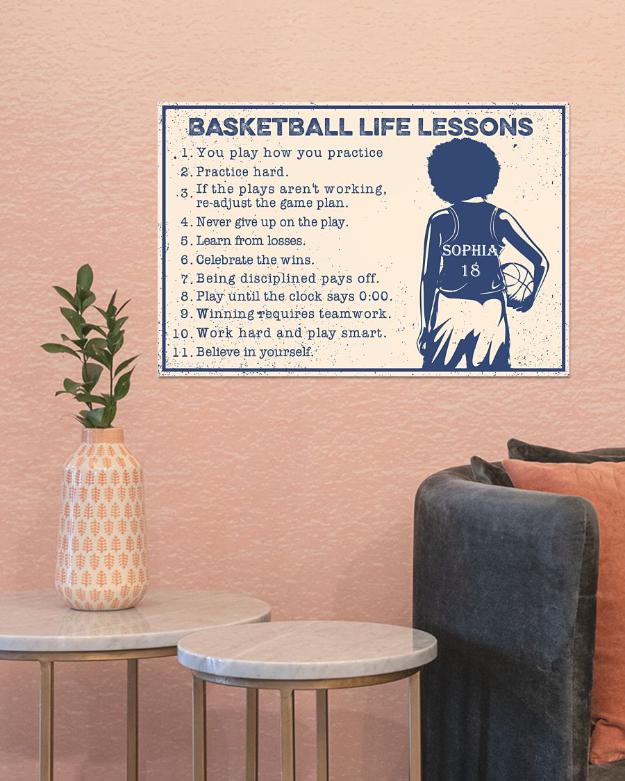 Basketball life lessons custom name and number poster 2