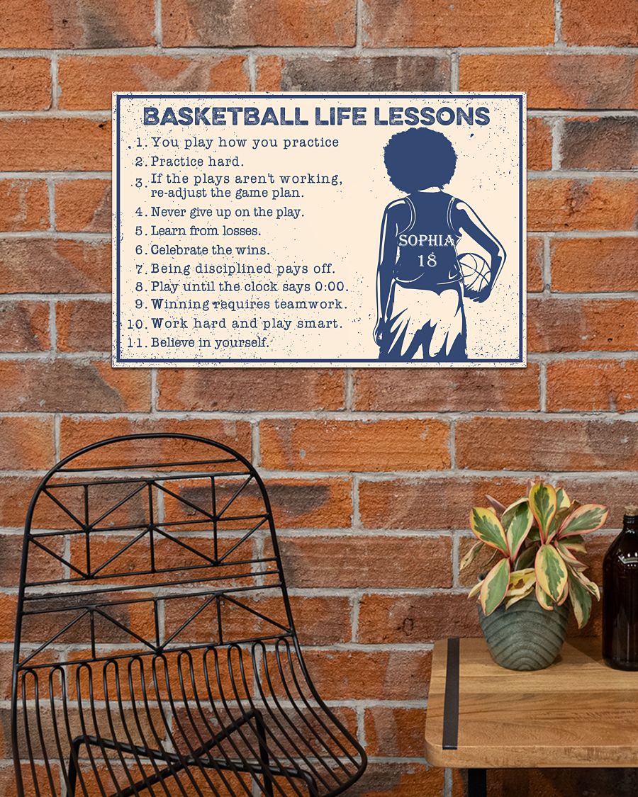 Basketball life lessons custom name and number poster 3