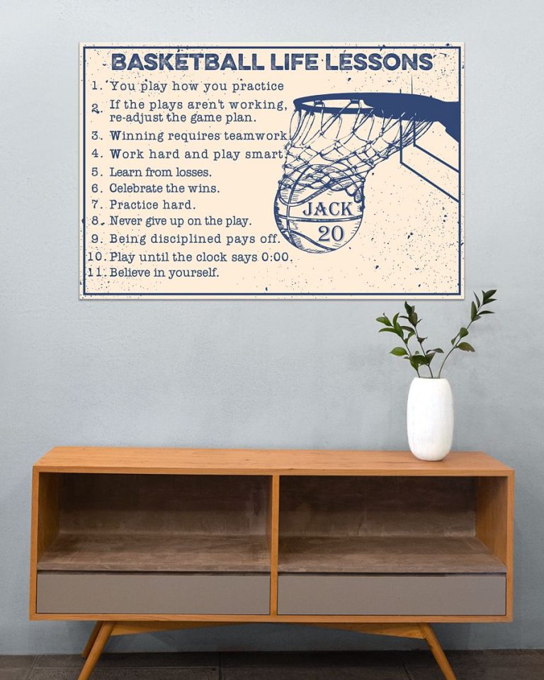 Basketball life lessons custom name and number poster 7