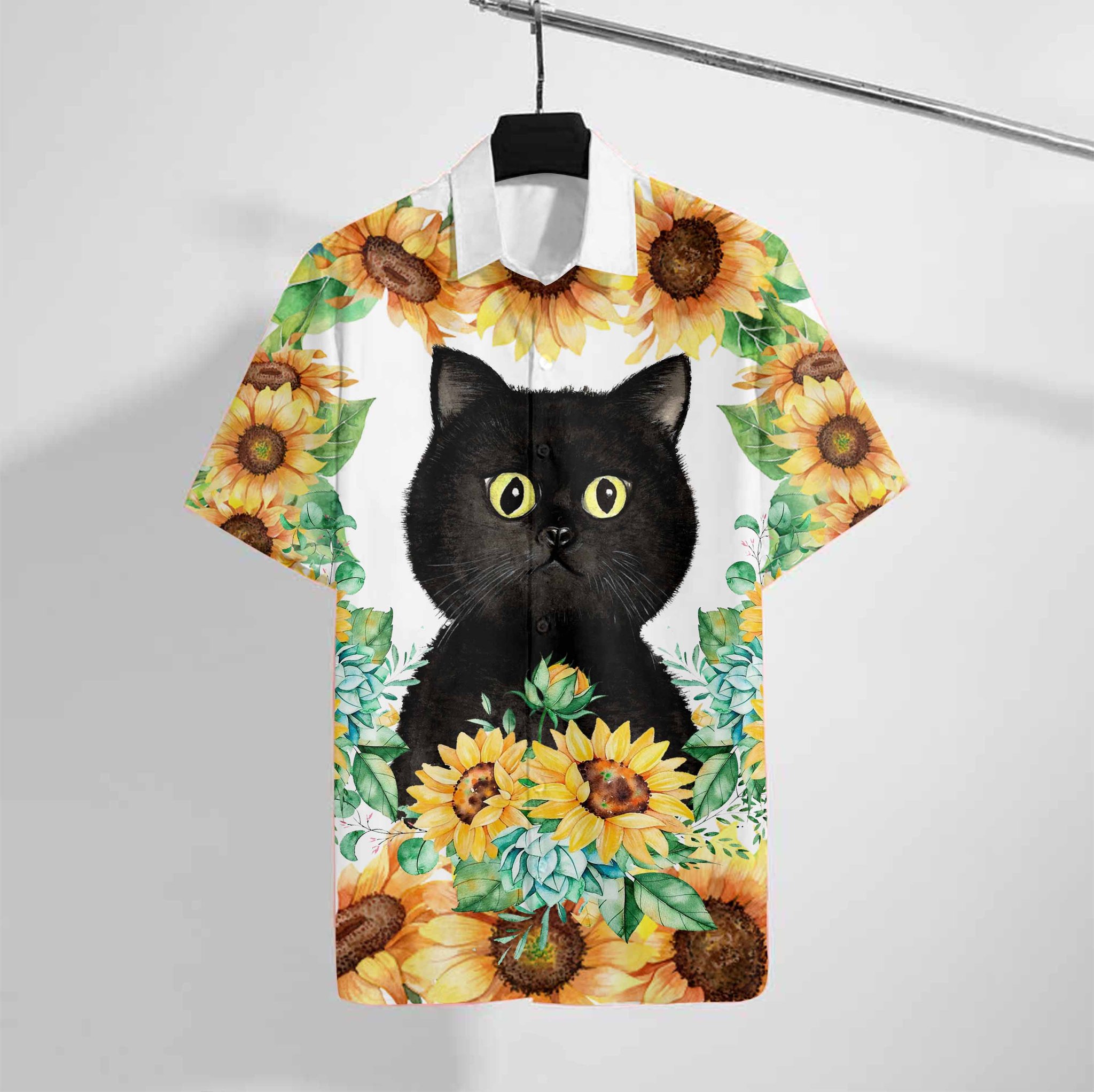 Black Cat Sunflower Hawaiian Shirt 1