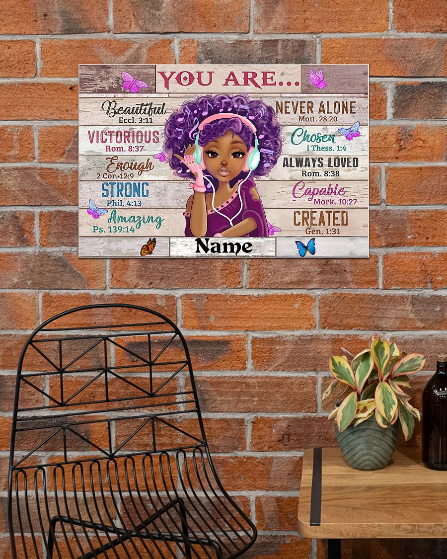 Black Teenage you are beautiful victorious never alone custom name poster
