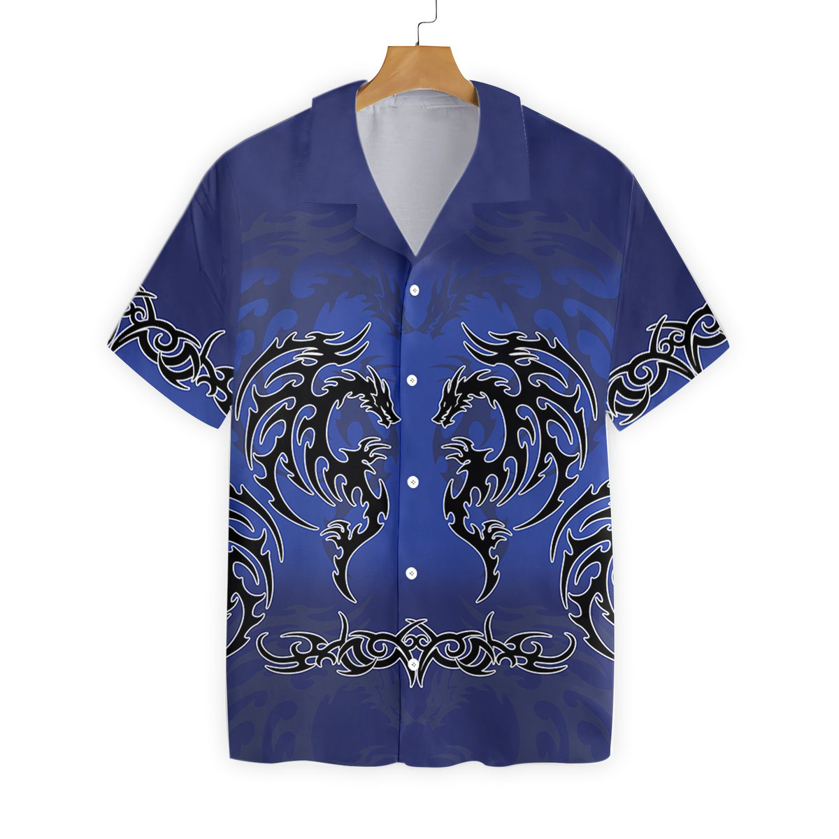 Blue Tribal Dragon Hawaiian Shirt2