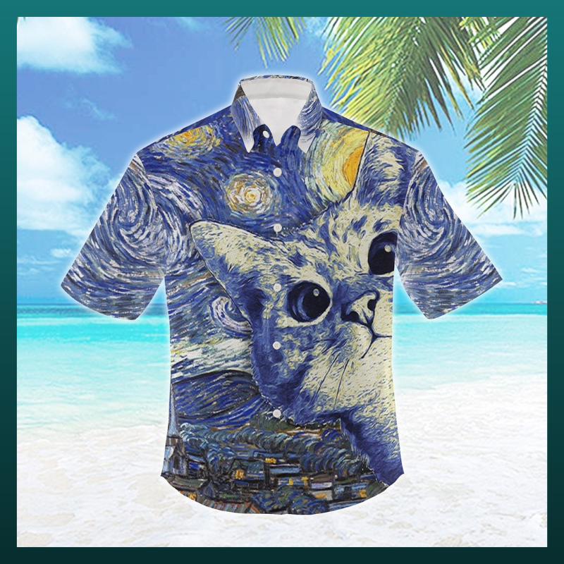 Cat Starry Night Hawaii Shirt 1