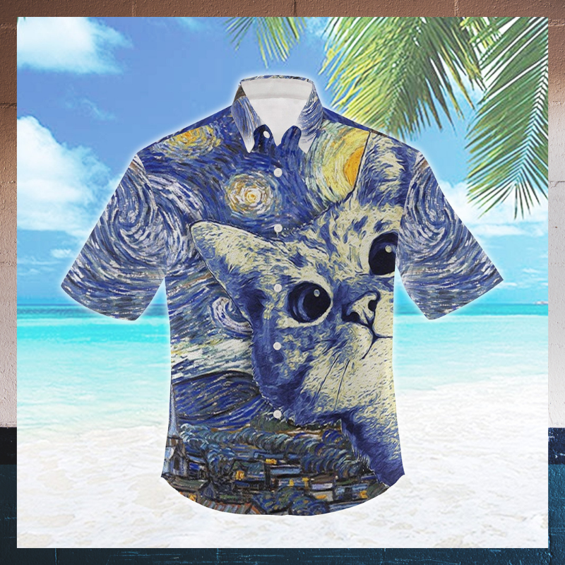 Cat Starry Night Hawaii Shirt 2