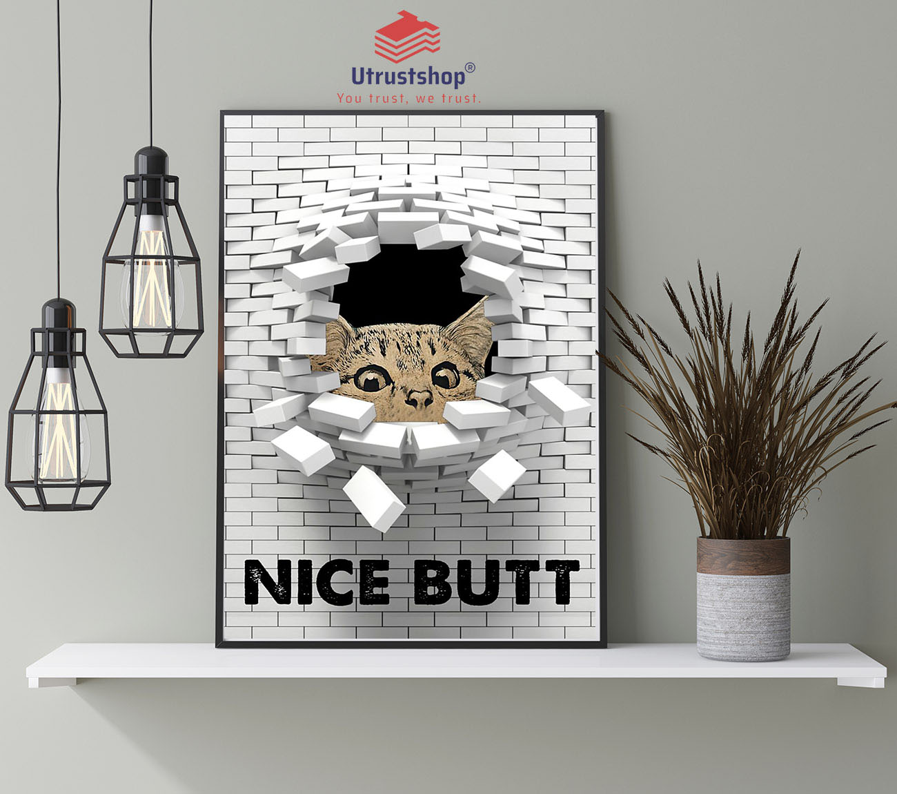 Cat nice butt 3d wall poster4