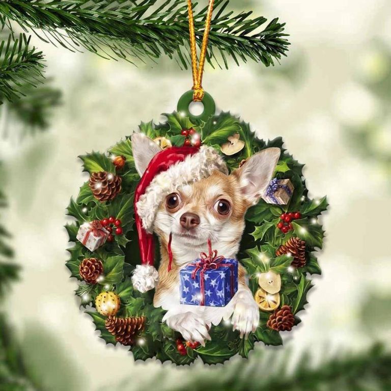 Chihuahua and Christmas gift ornament