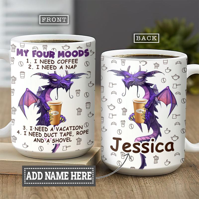 Coffee Dragon my four moods custom name mug