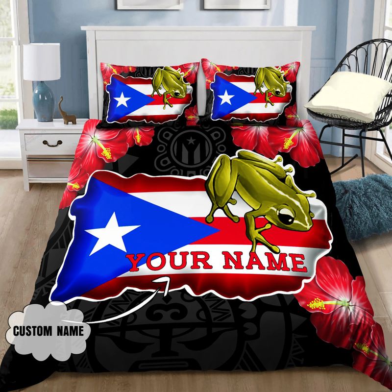 Coqui and love puerto rico custom name bedding set