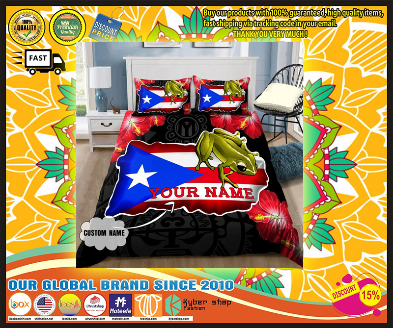 Coqui and love puerto rico custom name bedding set1
