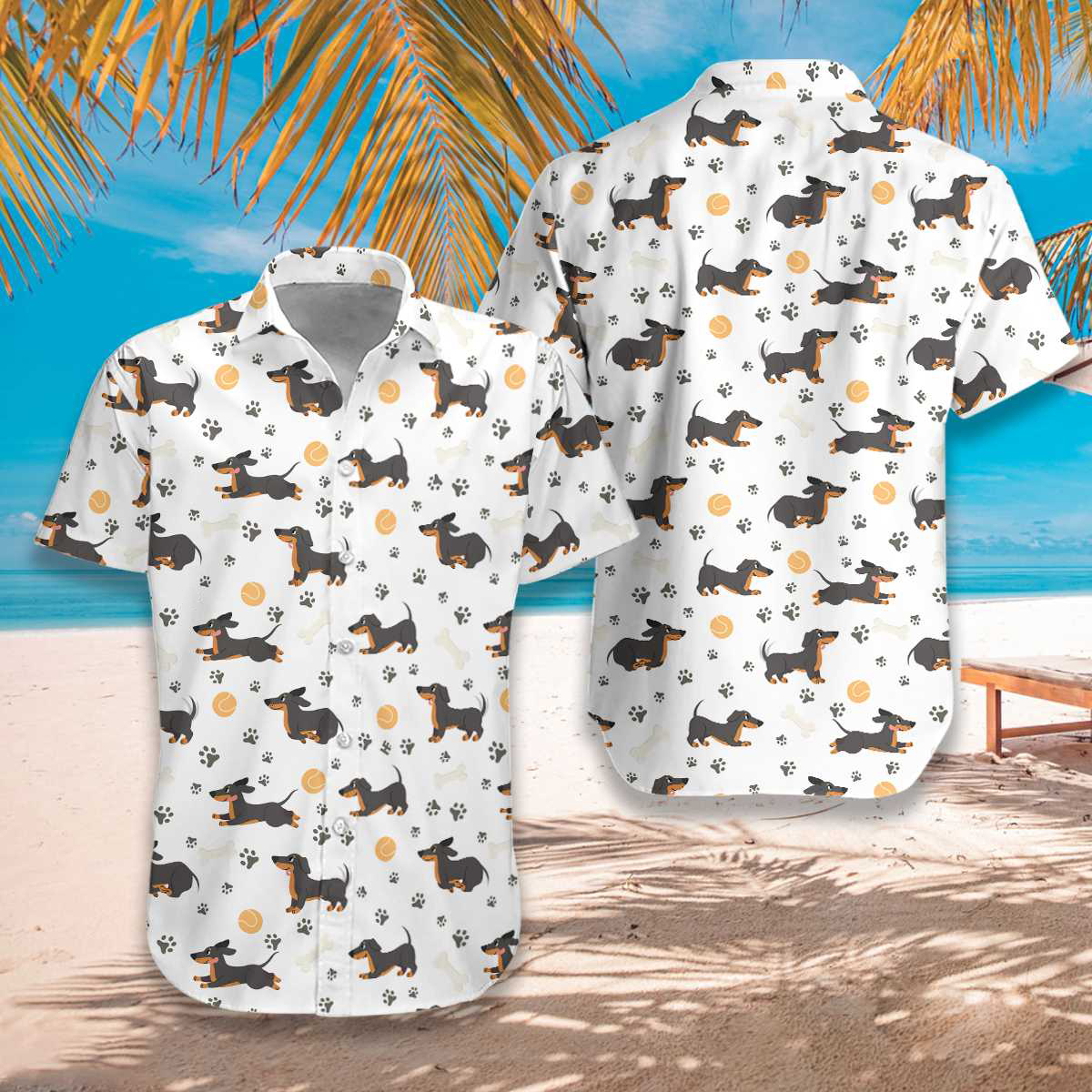Dachshund Seamless Pattern Adorable Pets Hawaiian Shirt1