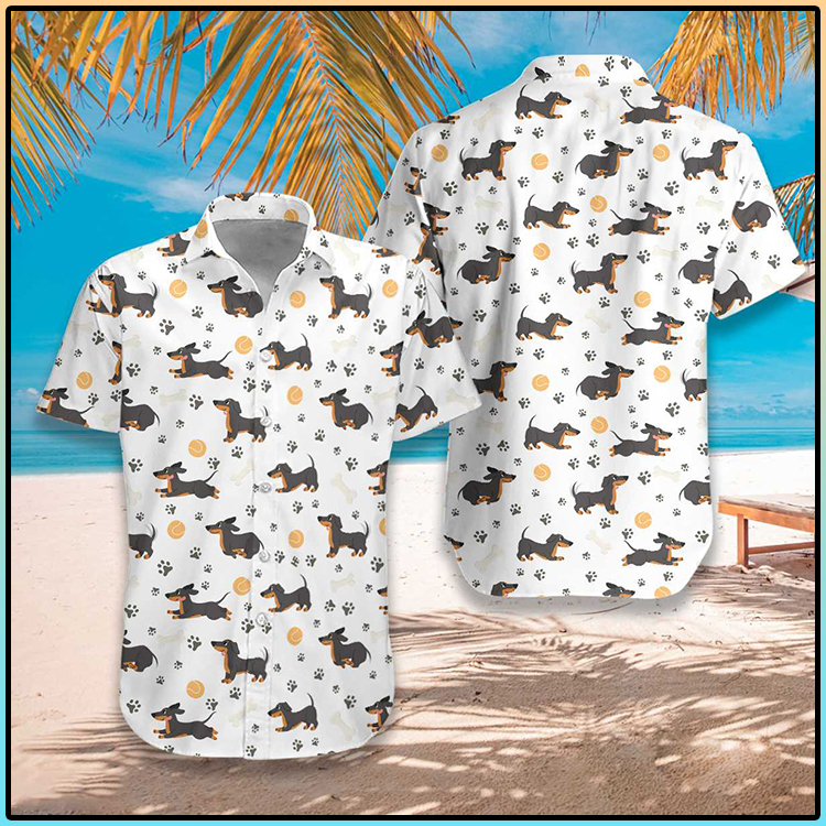 Dachshund Seamless Pattern Adorable Pets Hawaiian Shirt2