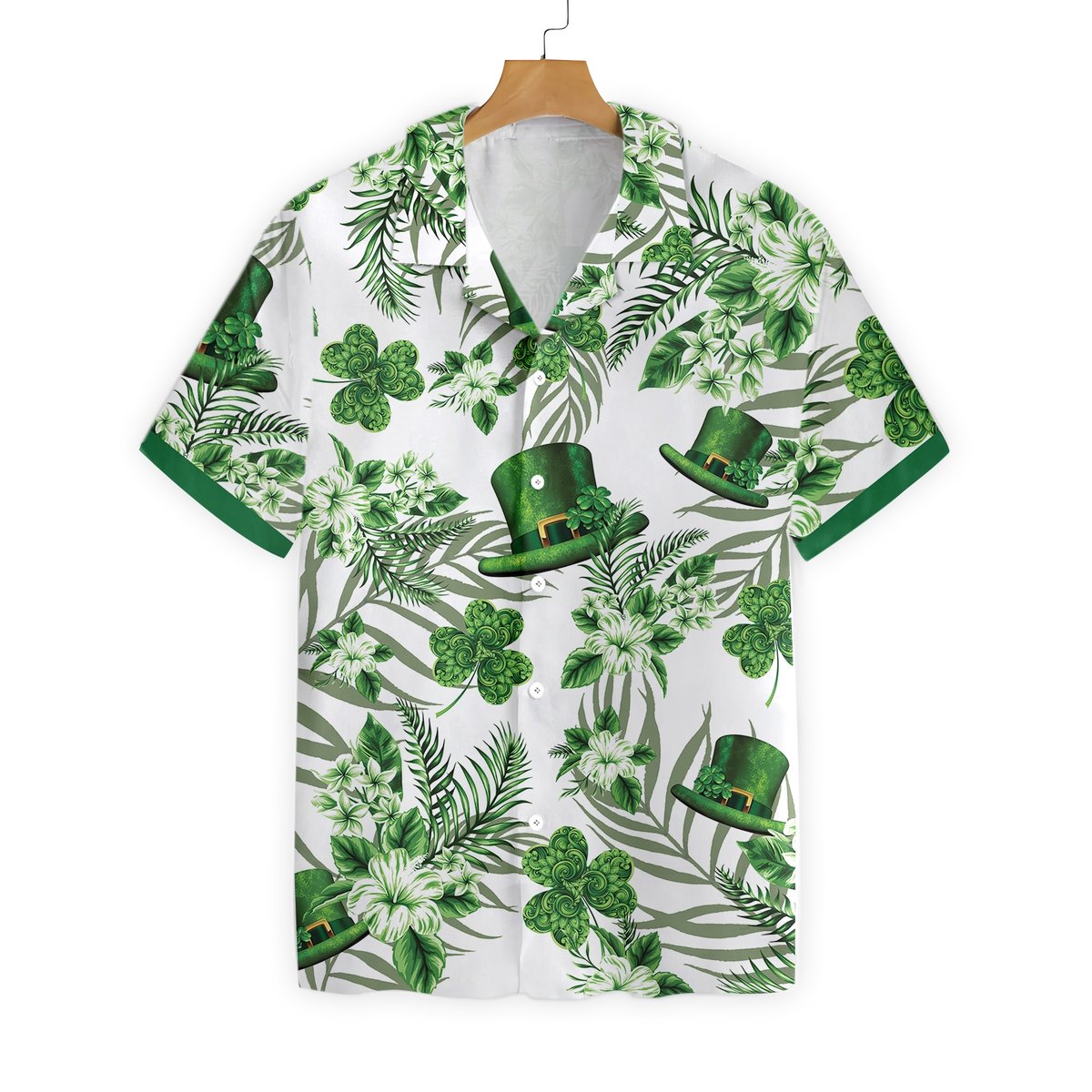 Erin Go Braugh Ireland Green Hat and Shamrock Pattern Hawaiian Shirt 1 1